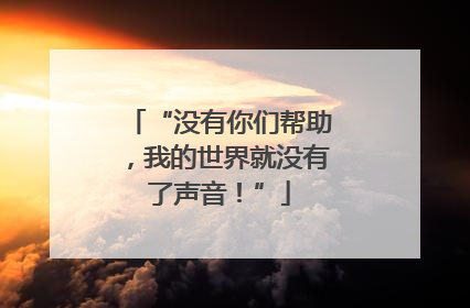 “没有你们帮助，我的世界就没有了声音！”
