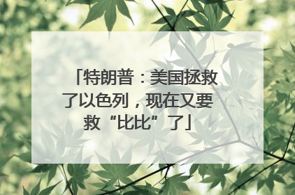 特朗普：美国拯救了以色列，现在又要救“比比”了