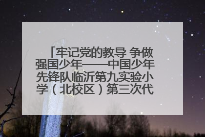 牢记党的教导 争做强国少年——中国少年先锋队临沂第九实验小学（北校区）第三次代表大会胜利召开