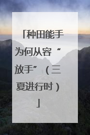 种田能手为何从容“放手”（三夏进行时）