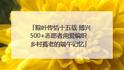 粽叶传情十五载 博兴500+志愿者用爱编织乡村孤老的端午记忆