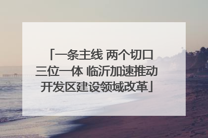 一条主线 两个切口 三位一体 临沂加速推动开发区建设领域改革