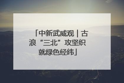 中新武威观｜古浪“三北”攻坚织就绿色经纬