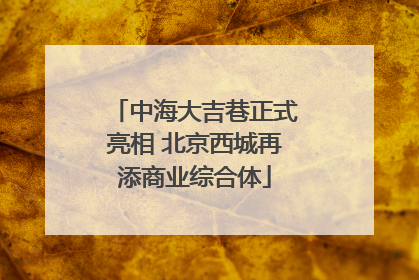 中海大吉巷正式亮相 北京西城再添商业综合体