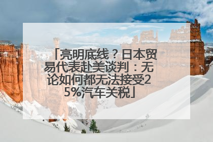 亮明底线？日本贸易代表赴美谈判：无论如何都无法接受25%汽车关税