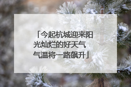 今起杭城迎来阳光灿烂的好天气 气温将一路飙升