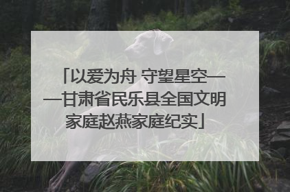 以爱为舟 守望星空——甘肃省民乐县全国文明家庭赵燕家庭纪实
