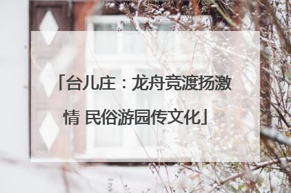 台儿庄：龙舟竞渡扬激情 民俗游园传文化