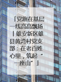党旗在基层一线高高飘扬丨雄安新区雄县黄湾村党支部：在老百姓心里，筑起“一座山”