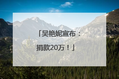 吴艳妮宣布：捐款20万！