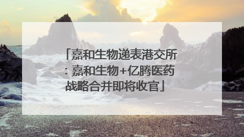 嘉和生物递表港交所：嘉和生物+亿腾医药战略合并即将收官