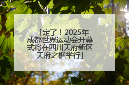 定了！2025年成都世界运动会开幕式将在四川天府新区天府之檐举行