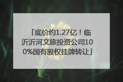 底价约1.27亿！临沂沂河文旅投资公司100%国有股权挂牌转让