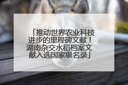 推动世界农业科技进步的里程碑文献！湖南杂交水稻档案文献入选国家级名录