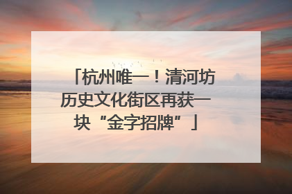 杭州唯一！清河坊历史文化街区再获一块“金字招牌”