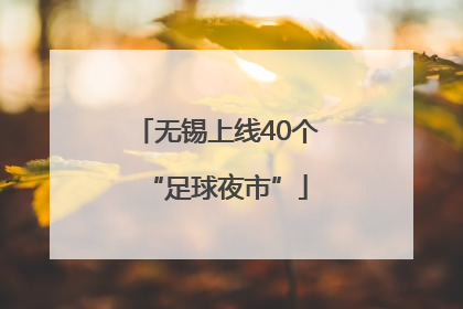 无锡上线40个“足球夜市”
