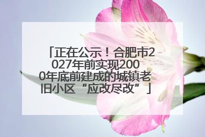 正在公示！合肥市2027年前实现2000年底前建成的城镇老旧小区“应改尽改”