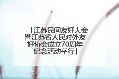 江苏民间友好大会暨江苏省人民对外友好协会成立70周年纪念活动举行