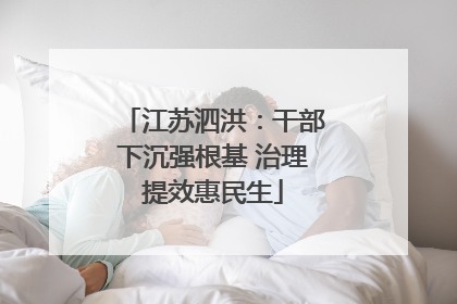 江苏泗洪：干部下沉强根基 治理提效惠民生