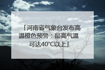 河南省气象台发布高温橙色预警：最高气温可达40℃以上