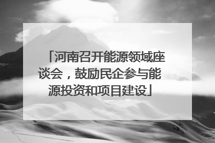 河南召开能源领域座谈会，鼓励民企参与能源投资和项目建设