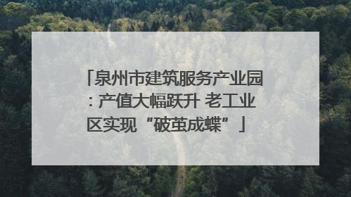 泉州市建筑服务产业园：产值大幅跃升 老工业区实现“破茧成蝶”