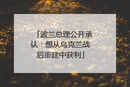 波兰总理公开承认：想从乌克兰战后重建中获利