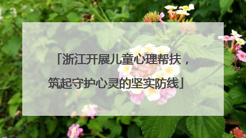 浙江开展儿童心理帮扶，筑起守护心灵的坚实防线