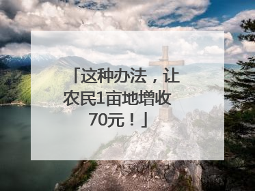 这种办法，让农民1亩地增收70元！