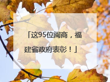 这95位闽商，福建省政府表彰！