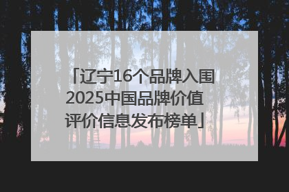 辽宁16个品牌入围2025中国品牌价值评价信息发布榜单