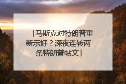 马斯克对特朗普重新示好？深夜连转两条特朗普帖文