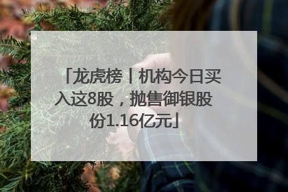 龙虎榜丨机构今日买入这8股，抛售御银股份1.16亿元
