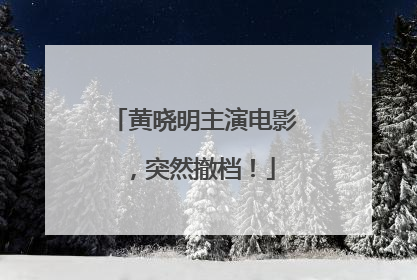 黄晓明主演电影，突然撤档！