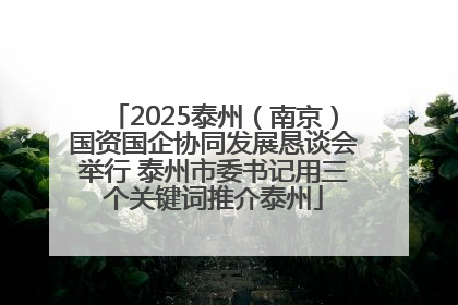 2025泰州（南京）国资国企协同发展恳谈会举行 泰州市委书记用三个关键词推介泰州